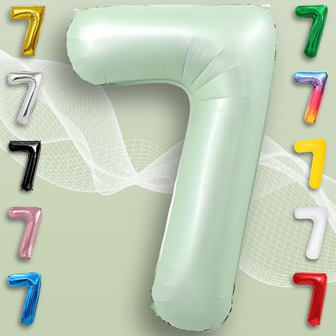 Green Number Balloon 7 Mylar Foil Balloons 32 inch - Image 5