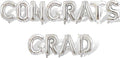2 Set 24Pcs Silver Congrats Grad Letter Balloons 16in Balloon Foil Letter by Fezava