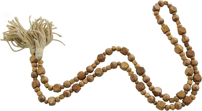 Deco 79 Mango Wood Handmade Hexagon Carved Geometric Long Garland - Image 4