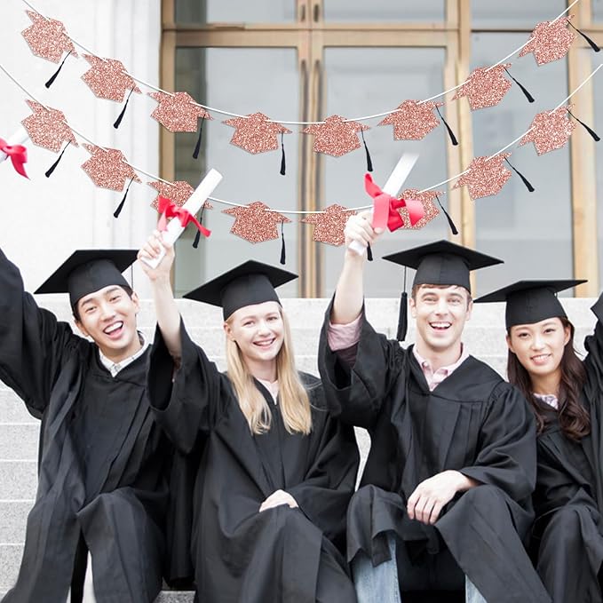 Graduation Decorations Class of 2026 Rose Gold Graduation Cap Banner - Image 6