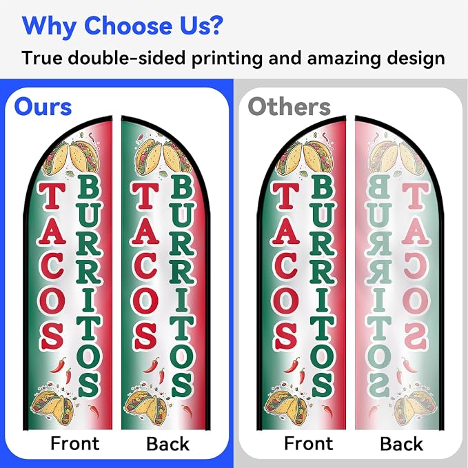 1PC Double Sided Tacos Burritos Feather Flag - Image 4