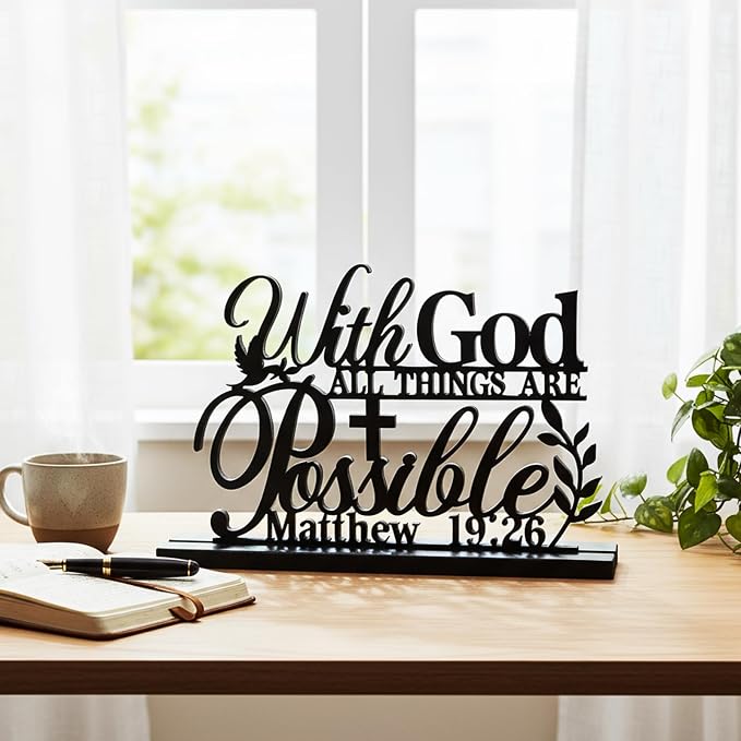 Geetery Inspirational Table Centerpieces Wooden Religious Inspirational Home - Image 3
