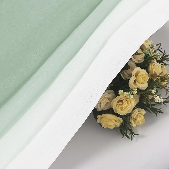 DWCN Light Sage Faux Linen Ombre Sheer Curtains - Image 7