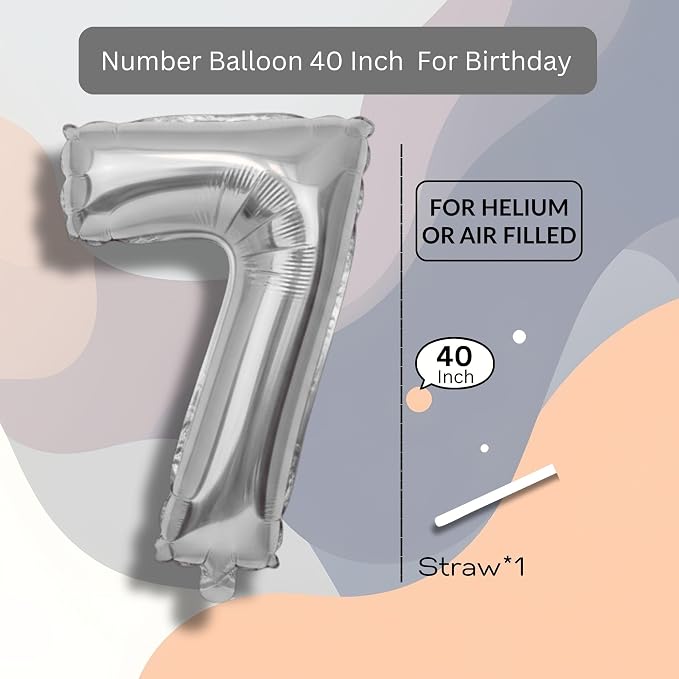 Black Number Balloon 7 Mylar Foil Balloons 40 inch - Image 8