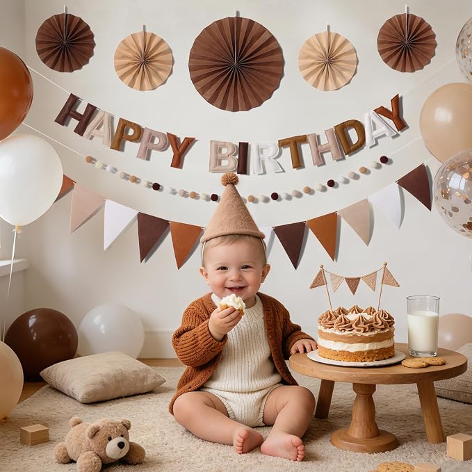 3D Happy Birthday Banner, Pre-Strung Felt Party Decorations | Ready-to-Hang 3D - Image 2
