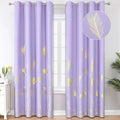 Lilac Blackout Curtains for Bedroom, Room Darkening Gold Palm Tree Pattern by ESTELARTEXTILER