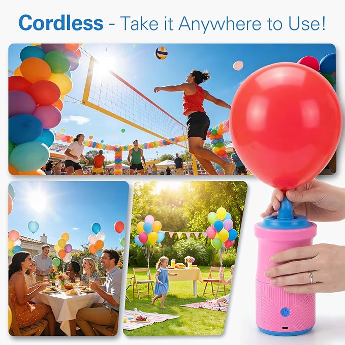 Denkee Balloon Pump Electric, Rechargeable Cordless Balloon Air Pump Portable - Image 3