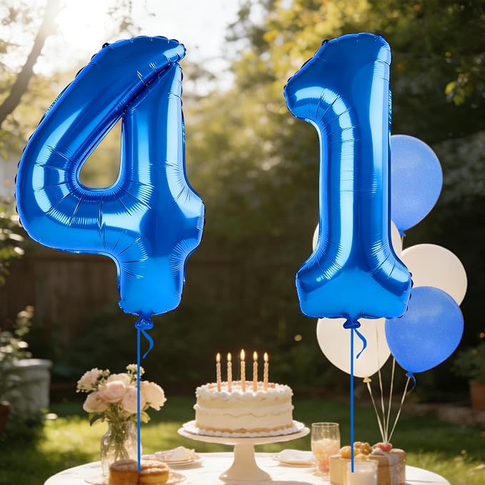 40 Inch Number 41 Balloons for 41st Birthday Party Decorations, 0-100 Dark Blue - Image 3