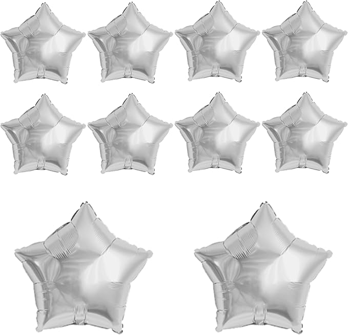 MEETINGU Silver 18 Inch Foil Mylar Star Balloons 10PCS Party Decorations | - Image 2