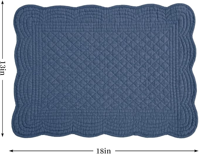 HOMBYS Quilted Placemats Set of 6 Washable-13x18 inches Rectangular Placemats - Image 2