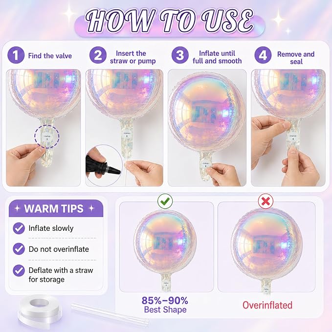 Iridescent Round Balloons, Baby Shower, Rainbow and Party Decorations - Image 4