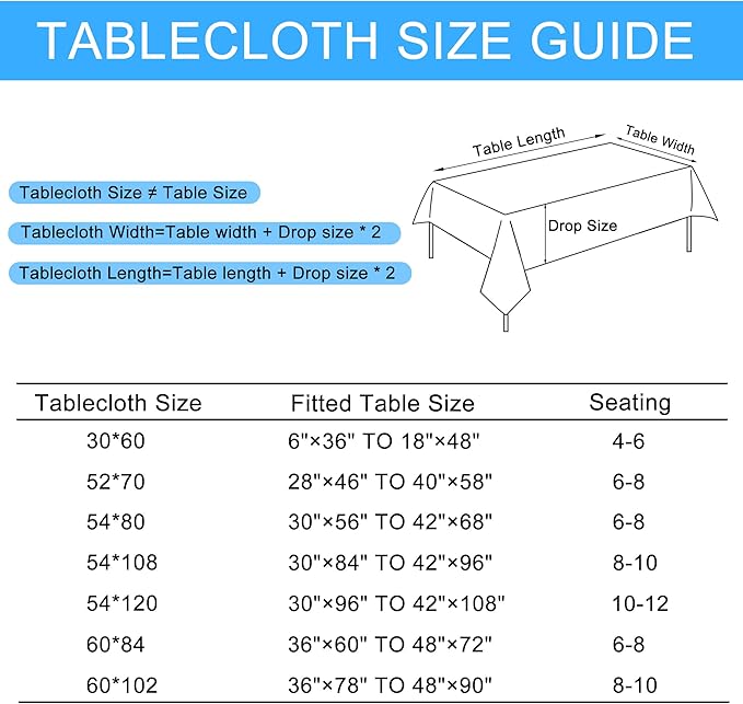 Hiasan Faux Linen Rectangle Tablecloth - Wrinkle and Stain Resistant Washable Table Cloth for Kitchen Dining Room Holiday Table Cover for Party Dinner, Aqua, 30 x 60 Inch