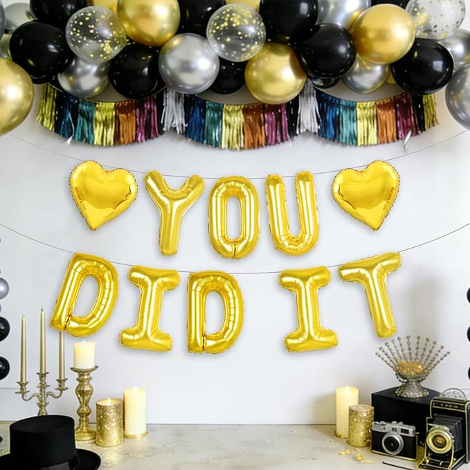 Gold YOU DID IT Congratulations Banner, 16 inch YOU DID IT Letter - Image 4