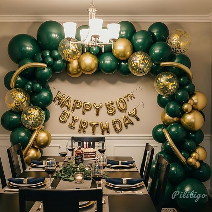 Green and Gold Balloon Arch Kit - Image 5