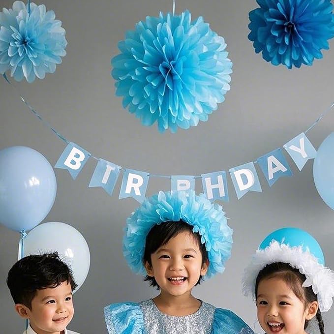 Capesaro Blue Paper Pom Poms - Image 4