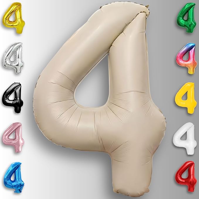 Caramel Number Balloon 4 Mylar Foil Balloons 40 inch - Image 4
