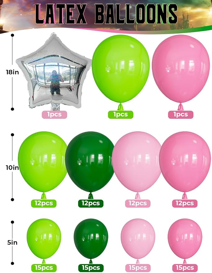 Pink and Green Balloon Garland Arch Kit, Witch Themed Party Decor | 140 Pcs - Image 2