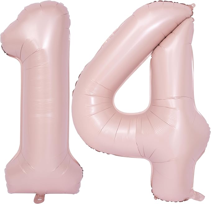 40 In Matte Pink Number Balloons Helium Foil Mylar Balloon Party Digital 14 | by Exquisitehighqualitypartydecorationstomeetyoureveryneed%EF%BC%81