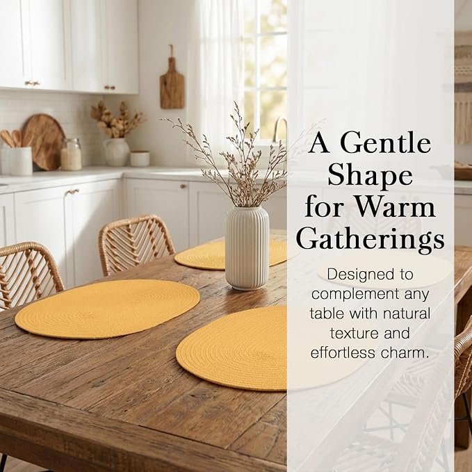 Placemats Set of 6, Woven Oval Braided Dining Table Mats | 12 x 17.5 Inch Size - Image 6