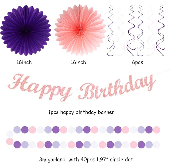 Purple Lilac-Lavender Pink Women Birthday Party-Decorations - Image 3