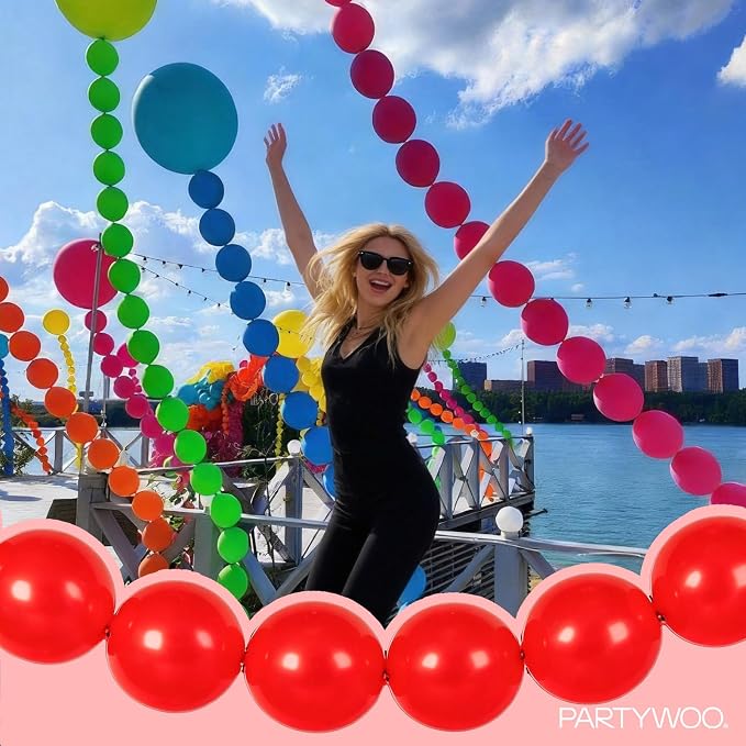 PartyWoo Rainbow Linking Balloons 100pcs 12 Inch Multicolor Link Balloons | - Image 7