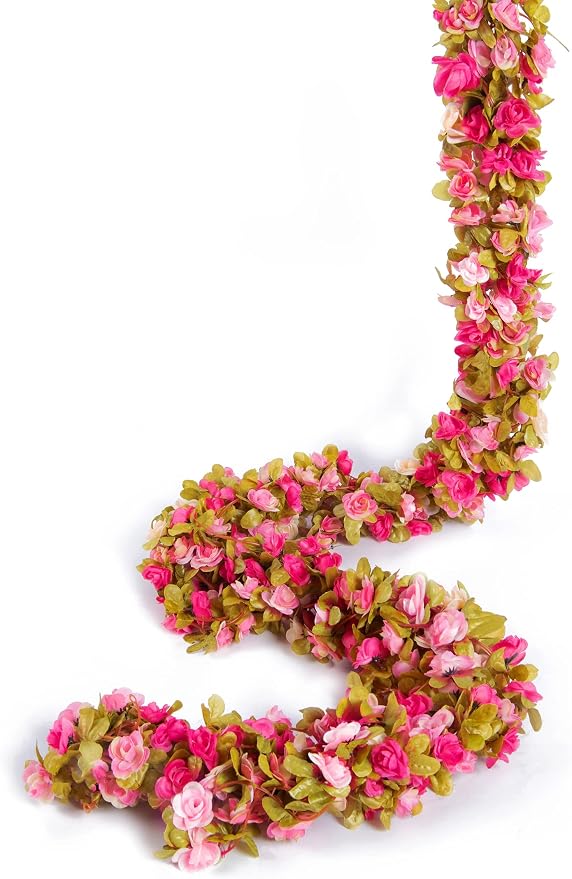 Artificial Flower Garland 8pcs 8.2ft Rose Vine Decor, Fall Purple Flower | - Image 11