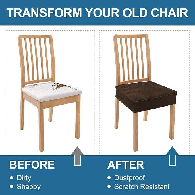 Smiry Waterproof Seat Covers for Dining Room Chairs, No Rear Covers | Stretch - Image 7