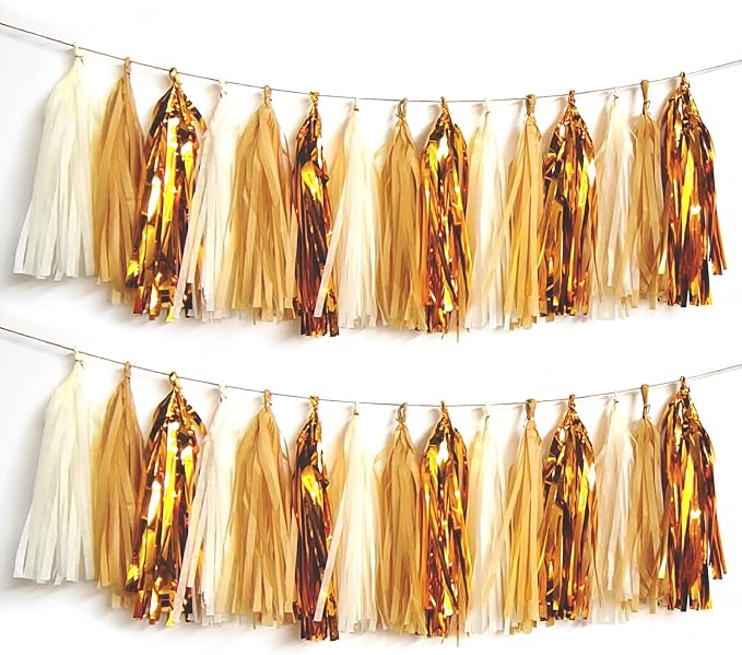 Shiny Tassel Garland Tissue Paper Tassel Banner, Tassels Party Decorations by AimtoHome