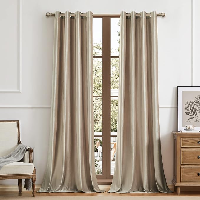BULBUL Velvet Champagne Grommet Blackout Curtains 72 inch - Image 5