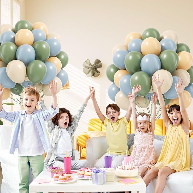 60pcs 12inch Sage Green Dusty Blue Balloons - Image 5