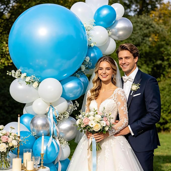 5Pcs Light Blue Balloons 36 Inch, Round Large Latex Party Balloons - Image 5