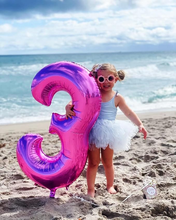 Number Balloons 40 Inch Rose Purple 1 Balloon - Image 3