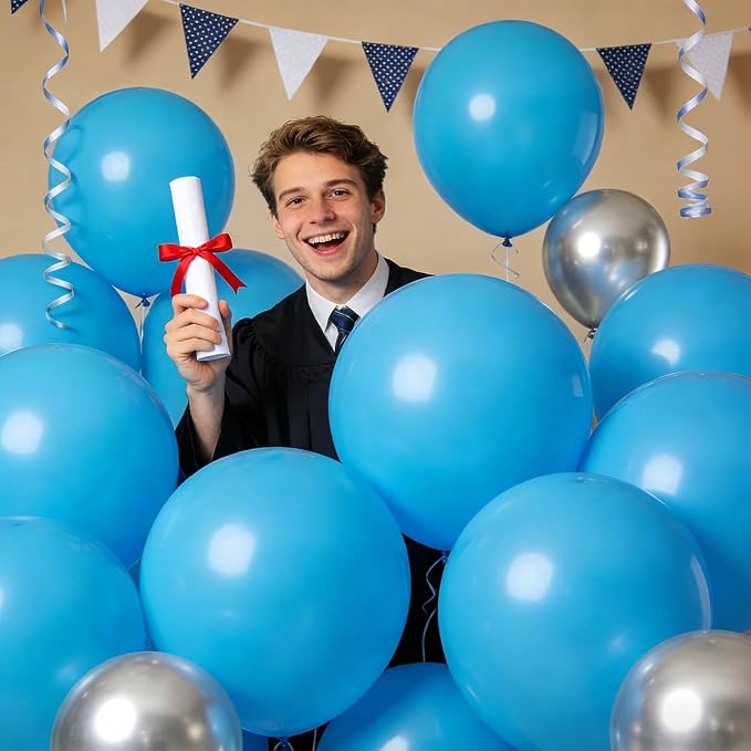 32Pcs Blue Big Balloons 18 Inch, Round Large Latex Party Balloons - Image 7