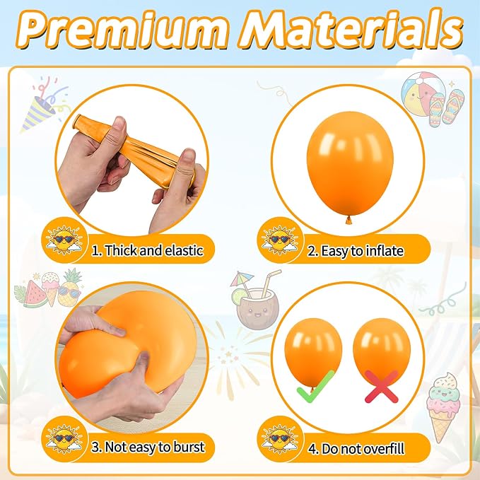 Hawaiian Balloons, 12 Inch Colorful Tropical Balloons - Image 7