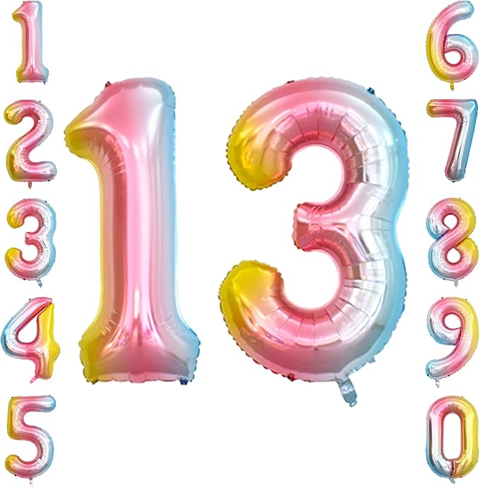 Rainbow Ombre Number 13 Balloon 40 Inch Pastel Foil by Unknown