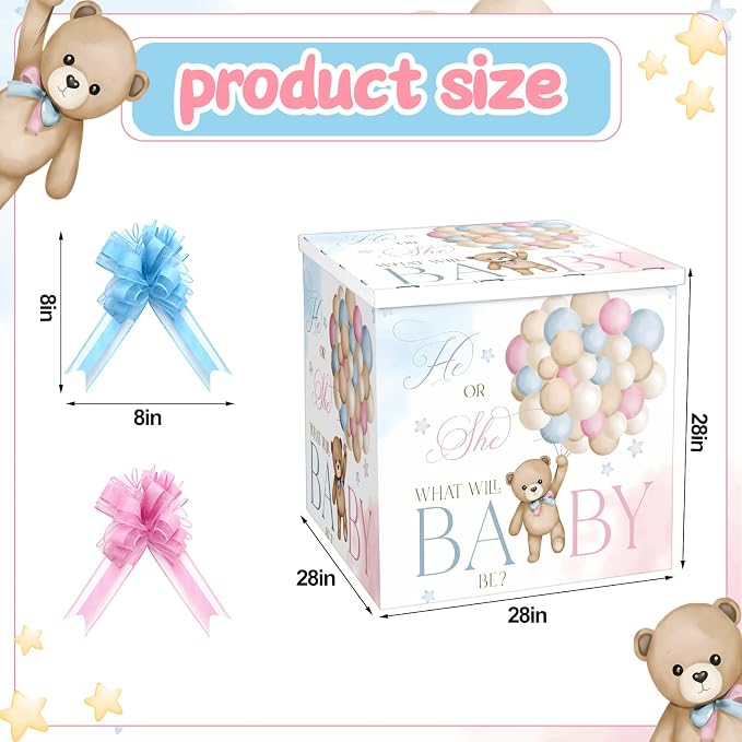 AmazingSpark 28in Giant Gender Reveal Gift Box - Image 2