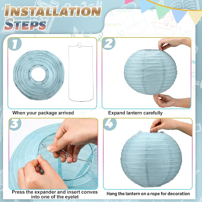 12 Pcs 10 Inch Hanging Paper Lanterns Party Decorations Boho Classroom Decor - Image 4
