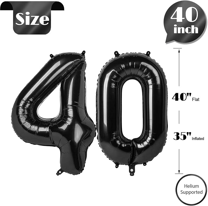 Black Number 40 Balloon 40 Inch - Image 5