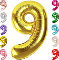 9 Balloon Numbers Birthday Decorations, 40In Gold Balloons by Mluchee