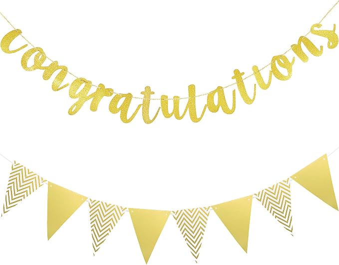 Boao Pre-Strung Congratulations Banner Sign Glitter Congratulation Banner 10 ft by Boao