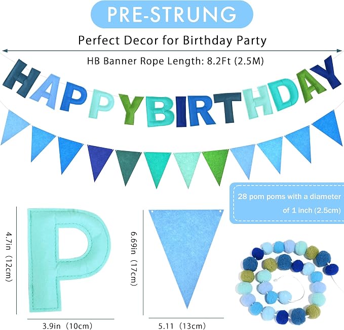 CANREVEL 3 PCS Pre-Strung 3D Happy Birthday Banner Decorations, Happy Birthday - Image 2