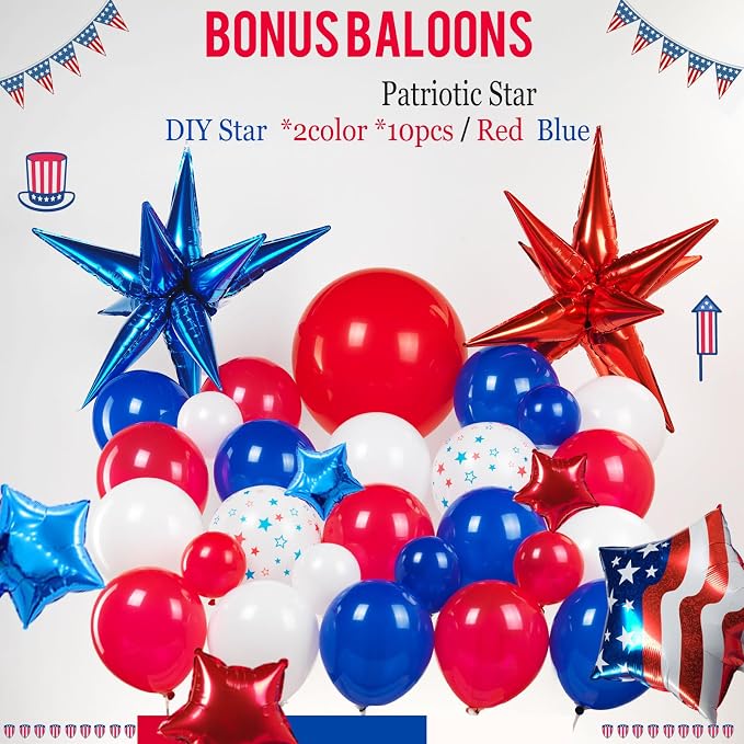 America's 250th Patriotic Red White and Blue Balloon Garland Arch Kit | Star - Image 4