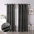 Taisier Home Silver Foil Print Linen Textured Curtains Geometric Dots Pattern by TaisierHome