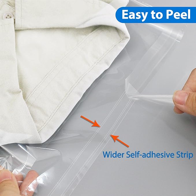 PigPotParty 10"x13" Self-Sealing Clear Cellophane T-Shirt Bags with Adhesive, 100 Pack Plastic Cello Packaging for Clothes, Gifts, Magazines, A4, Envelope, Letter & Small Business Use