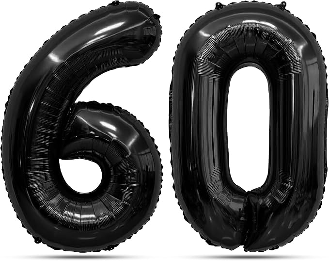 Black Number Balloons 60 Balloon Numbers 60th Number Balloon Foil Mylar Party by STARKET