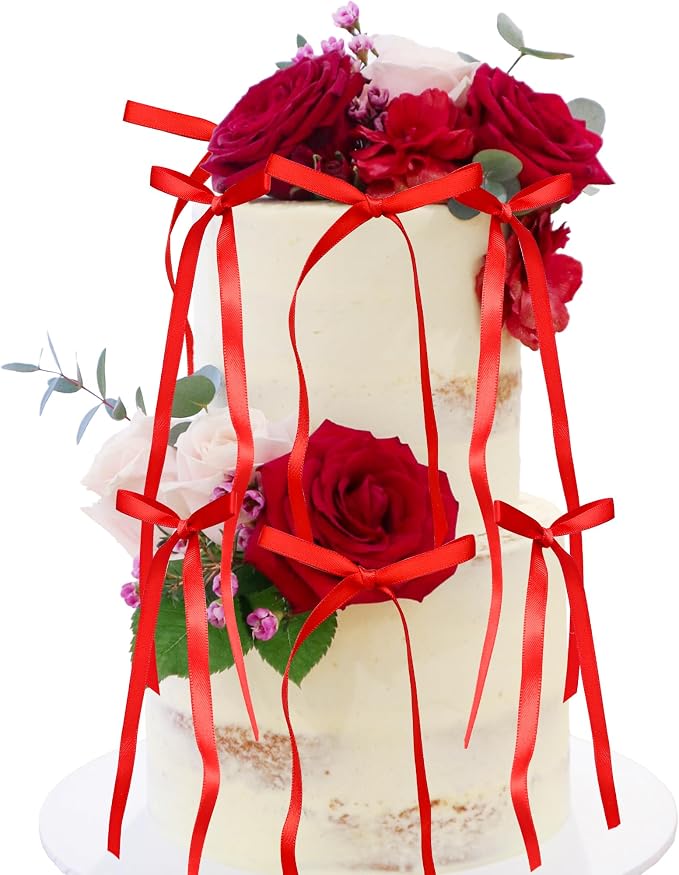 Ephlyn 30Pcs Bow Cupcake Toppers Valentine's Bowknot Ribbons Coquette Bow High - Image 3