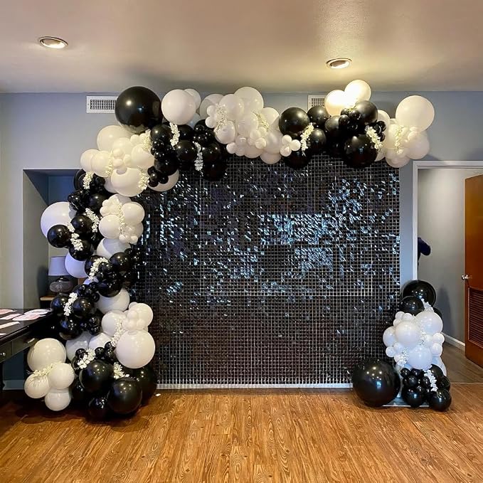 153Pcs Black and White Balloons Garland Arch Kit - Image 4