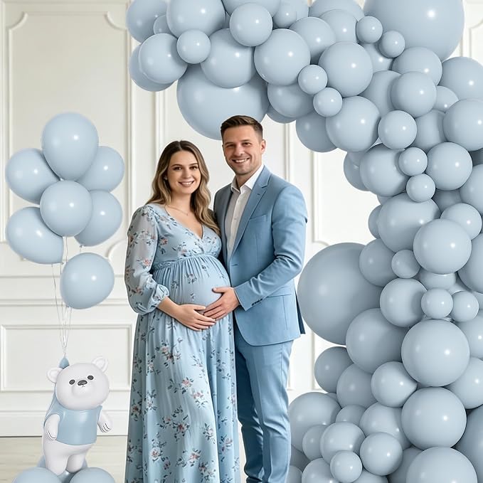 164Pcs Dusty Blue Balloons Garland Arch Kit Different Sizes | 18 12 10 5 inch - Image 4