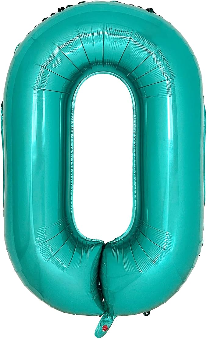 Teal Number 0 Balloons 40 Inch Large Turquoise Blue Foil Balloons by cocodino