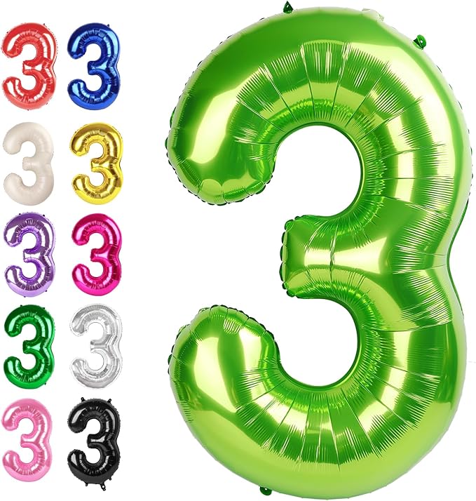 Light Green Number 3 Balloon 40 inch, Birthday Party Balloons Decorations | by Upgesy